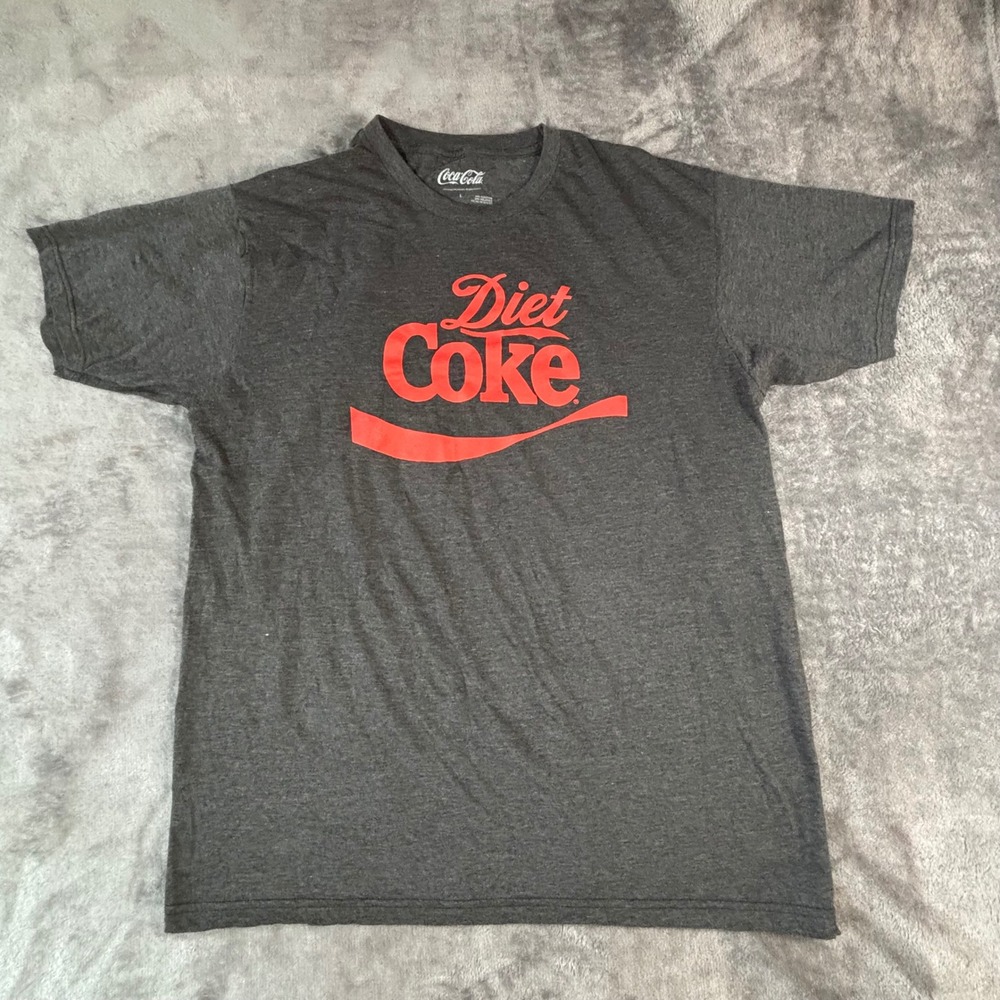Coca-Cola Diet Coke Graphic T-Shirt Mens Large Gray Heather Red Logo Tee